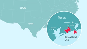 map of the Bayou Bend CCS project