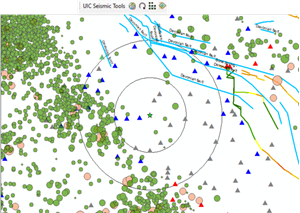 As the above illustration shows, Python scripts automatically collect GIS mapping of historic seismic events within a permit application’s area of interest, data which is used by the machine learning algorithm.